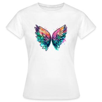 Engelsflügel,angelwings, Graffiti,bunt - Frauen T-Shirt - Weiß - Vorne - AI Model Female 172 dark (172cm)