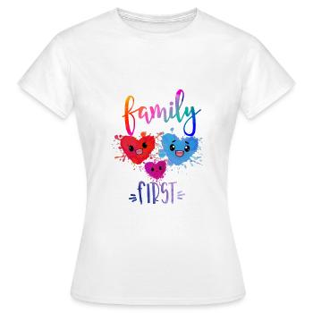 Family First - Women's T-Shirt - white - Front - AI Model Female 172 dark (172cm)