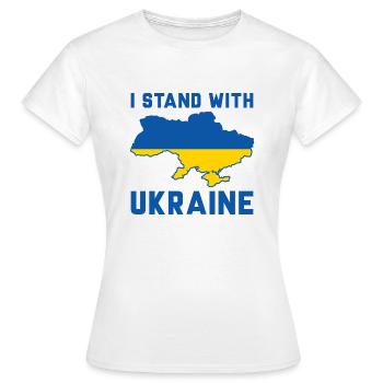 Je suis aux côtés de l’Ukraine - T-shirt Femme - blanc - Devant - AI Model Female 172 dark (172cm)