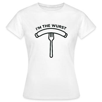 Ich bin die Wurst - Frauen T-Shirt - Weiß - Vorne - AI Model Female 172 dark (172cm)