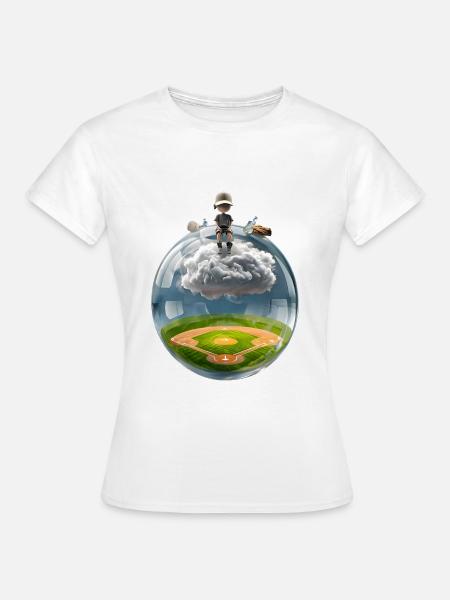 Surreale Glaskugel mit Baseballfeld - Frauen T-Shirt - Weiß