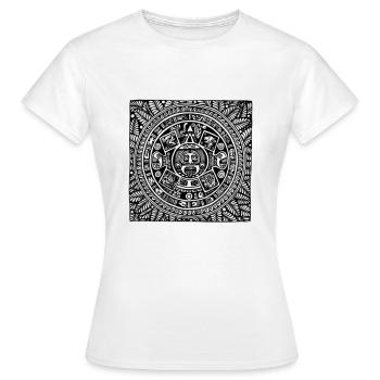 Calendrier Maya Zentangle - T-shirt Femme - blanc - Devant - AI Model Female 172 dark (172cm)