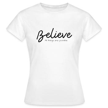 Glauben Sie kurzärmeligen Damen T-Shirt - Frauen T-Shirt - Weiß - Vorne - AI Model Female 172 dark (172cm)