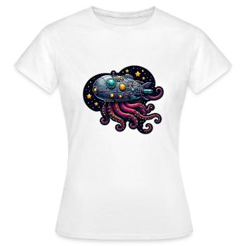 Phantasie Oktopus Raumschiff - Frauen T-Shirt - Weiß - Vorne - AI Model Female 172 dark (172cm)