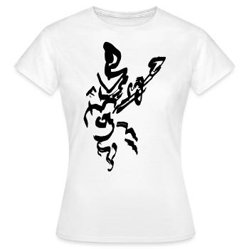 Gitarre Figur - TUSCHE Abstrakt - Frauen T-Shirt - Weiß - Vorne - AI Model Female 172 dark (172cm)