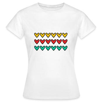 HERZ. HERZ. VALENTINSTAG. LIEBE. LIEBE. HERZ - Frauen T-Shirt - Weiß - Vorne - AI Model Female 172 dark (172cm)