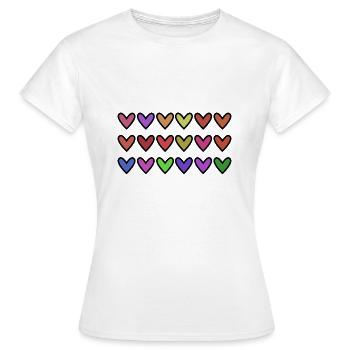 HERZ. HERZ. VALENTINSTAG. LIEBE. LIEBE. HERZ - Frauen T-Shirt - Weiß - Vorne - AI Model Female 172 dark (172cm)