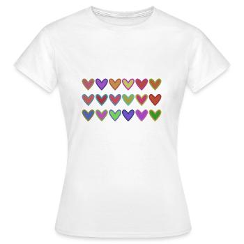 HERZ. HERZ. VALENTINSTAG. LIEBE. LIEBE. HERZ - Frauen T-Shirt - Weiß - Vorne - AI Model Female 172 dark (172cm)
