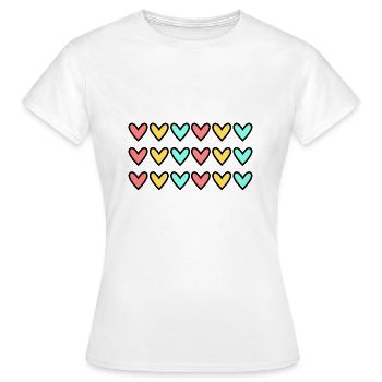 HERZ. HERZ. VALENTINSTAG. LIEBE. LIEBE. HERZ - Frauen T-Shirt - Weiß - Vorne - AI Model Female 172 dark (172cm)