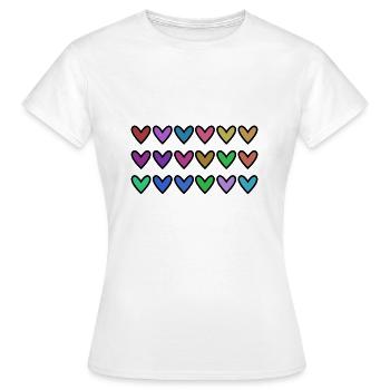 HERZ. HERZ. VALENTINSTAG. LIEBE. LIEBE. HERZ - Frauen T-Shirt - Weiß - Vorne - AI Model Female 172 dark (172cm)