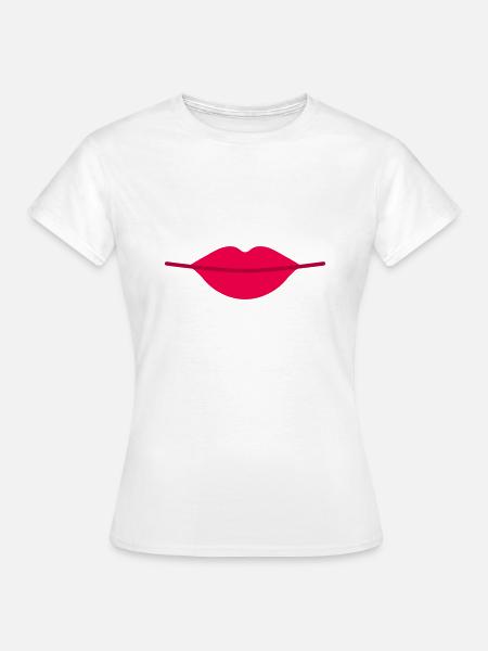 rote Lippen - Frauen T-Shirt - Weiß