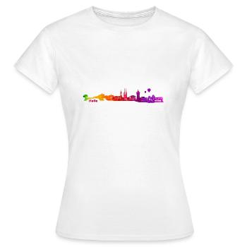 Halle Saale skyline - Women's T-Shirt - white - Front - AI Model Female 172 dark (172cm)