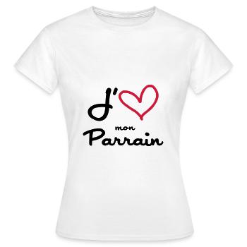 J'aime mon Parrain - T-shirt Femme - blanc - Devant - AI Model Female 172 dark (172cm)