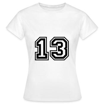 13 Numéro de numéro - T-shirt Femme - blanc - Devant - AI Model Female 172 dark (172cm)