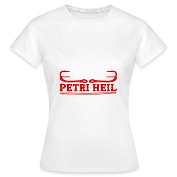 Petri Heil Fischen - Frauen T-Shirt - Weiß - Vorne - AI Model Female 172 dark (172cm)