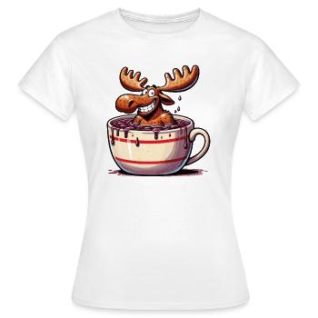 Un renne d’orignal se baigne dans une tasse de chocolat chaud - T-shirt Femme - blanc - Devant - AI Model Female 172 dark (172cm)