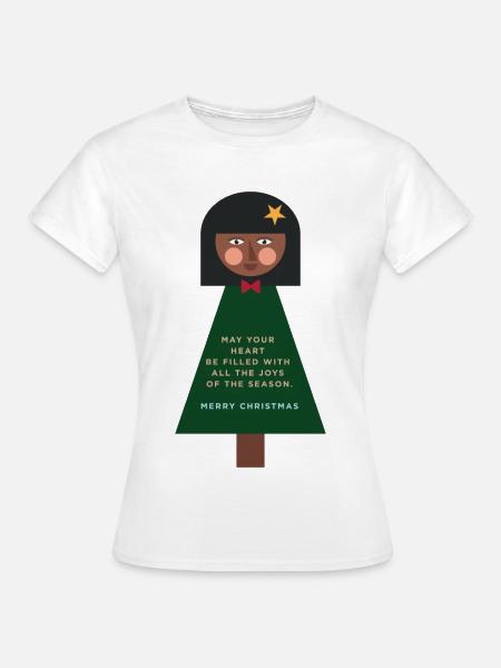 Weihnachtsgruß-Puppe im Grün - Frauen T-Shirt - Weiß
