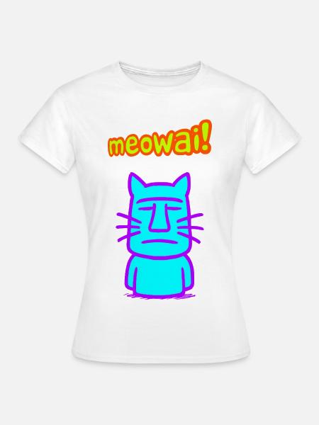 Moai-Katze - Frauen T-Shirt - Weiß