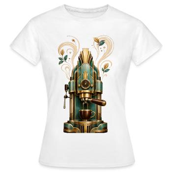 Machine café Art Déco Steampunk - T-shirt Femme - blanc - Devant - AI Model Female 172 dark (172cm)