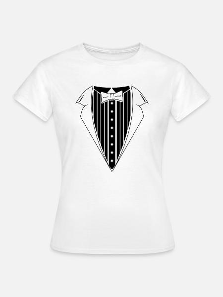 Anzug mit Fliege - Frauen T-Shirt - Weiß