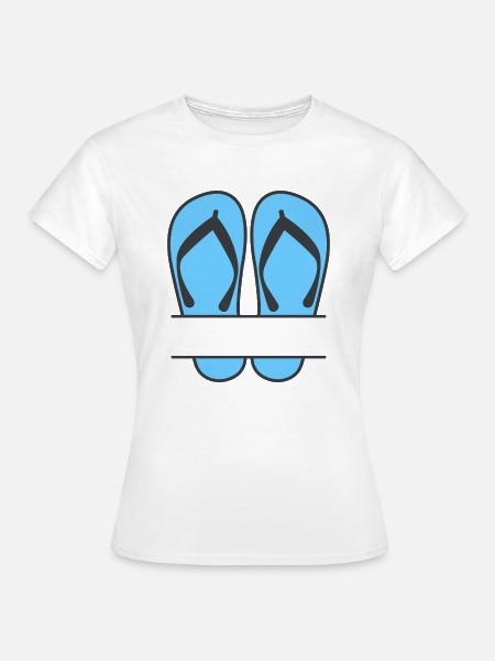 Flip Flop mit Textfeld - Frauen T-Shirt - Weiß