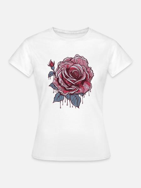 Rote Rose - Frauen T-Shirt - Weiß