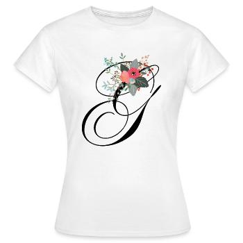 Buchstabe g blumig - Frauen T-Shirt - Weiß - Vorne - AI Model Female 172 dark (172cm)