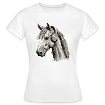 Cork the audiophile horse - Women's T-Shirt - white - Front - AI Model Female 172 dark (172cm)