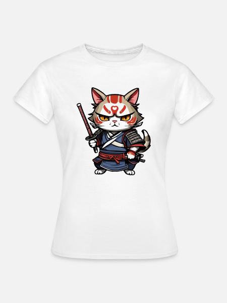 Samurai-Katze #7 - Frauen T-Shirt - Weiß
