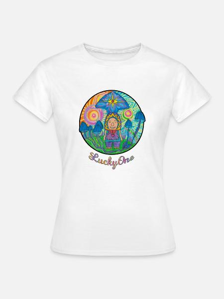 LuckyOne"Glückspilz" - Frauen T-Shirt - Weiß