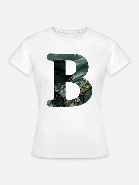 Grün marmorierter Buchstabe b - Frauen T-Shirt - Weiß