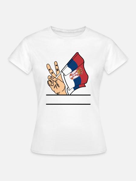 Flagge Serbien Friedenszeichen Textraum - Frauen T-Shirt - Weiß