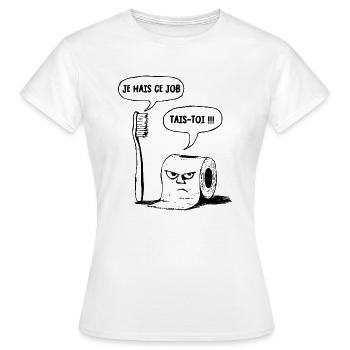 je hais ce job - T-shirt Femme - blanc - Devant - AI Model Female 172 dark (172cm)