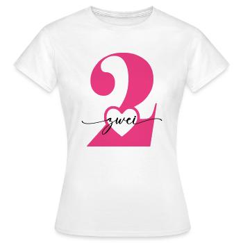 Ziffer Zwei 2 mit Herz - Frauen T-Shirt - Weiß - Vorne - AI Model Female 172 dark (172cm)