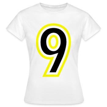 9 Zahl College - Frauen T-Shirt - Weiß - Vorne - AI Model Female 172 dark (172cm)