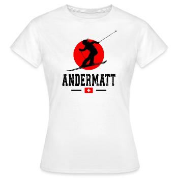 Andermatt Ski Resort Schweizer Alpen Ski-Souvenir - Frauen T-Shirt - Weiß - Vorne - AI Model Female 172 dark (172cm)