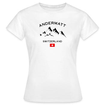 Andermatt Ski Resort Schweizer Alpen Ski-Souvenir - Frauen T-Shirt - Weiß - Vorne - AI Model Female 172 dark (172cm)