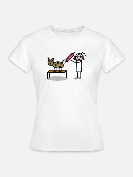 Tierärztin mit Hund - Frauen T-Shirt - Weiß