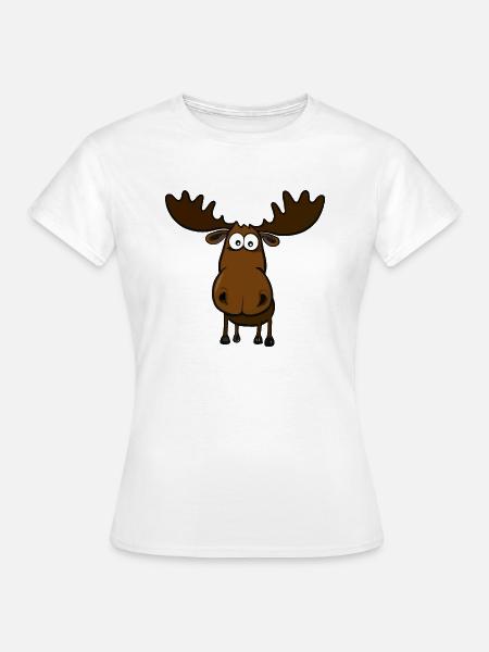 Lustiger depperter Elch - Frauen T-Shirt - Weiß