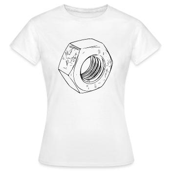 Écrou à vis avec surface rayée - T-shirt Femme - blanc - Devant - AI Model Female 172 dark (172cm)