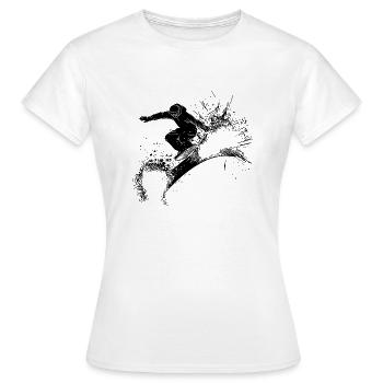Powder Snow Jump Style Move Crazy Snowboard - Women's T-Shirt - white - Front - AI Model Female 172 dark (172cm)
