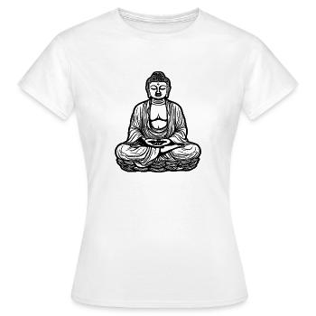 Bouddha d’Extrême-Orient Lotus Méditation Style de tatouage - T-shirt Femme - blanc - Devant - AI Model Female 172 dark (172cm)