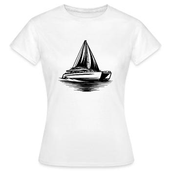 Schickes Doppelrumpf Segelboot Katamaran Segler - Frauen T-Shirt - Weiß - Vorne - AI Model Female 172 dark (172cm)