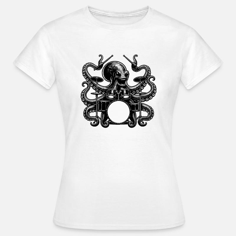 Charming octopus on drums - Women's T-Shirt - white