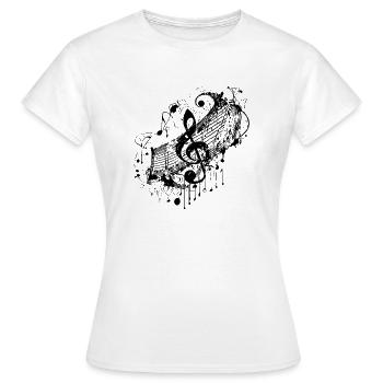 Vintage Musik Notenschlüssel im Tattoo Style - Frauen T-Shirt - Weiß - Vorne - AI Model Female 172 dark (172cm)