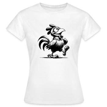 Grinsender Lustiger Gockel Zeichnung - Frauen T-Shirt - Weiß - Vorne - AI Model Female 172 dark (172cm)
