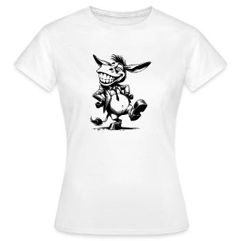 Dessin de caricature de caricature d’âne souriant d’âne à longues oreilles - T-shirt Femme - blanc - Devant - AI Model Female 172 dark (172cm)