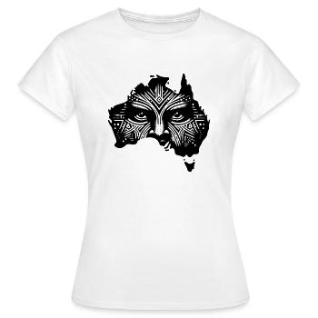 Australischer Kontinent mit Gesicht und Augen - Frauen T-Shirt - Weiß - Vorne - AI Model Female 172 dark (172cm)