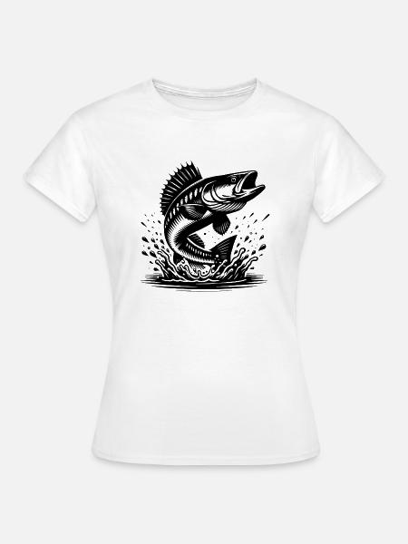 Springender Zander aus dem Wasser Splash - Frauen T-Shirt - Weiß