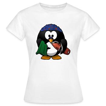 Niedlicher Pinguin auf dem Weg zum Schwimmen - Frauen T-Shirt - Weiß - Vorne - AI Model Female 172 dark (172cm)